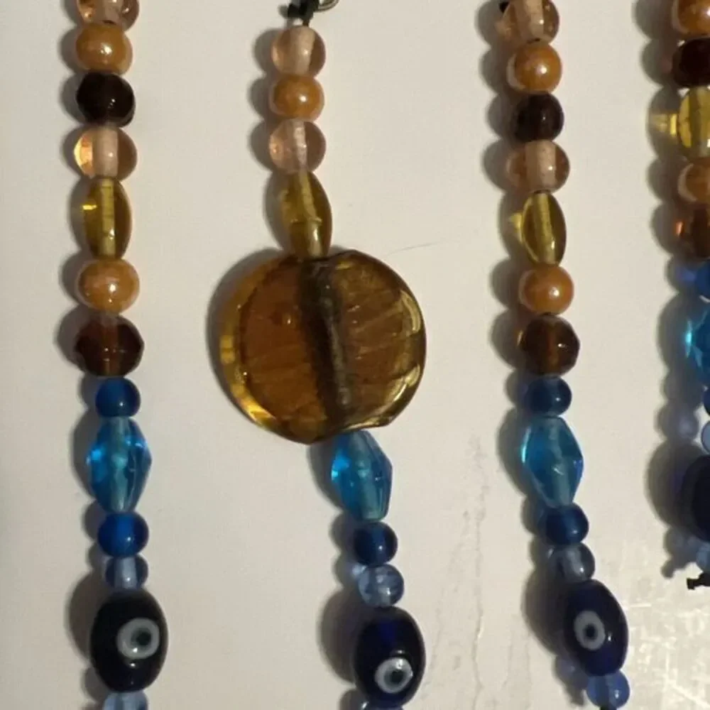 Earthbound Metal Eye Wall‎ Hanger W Evil Eye Beads And Crystal Quartz